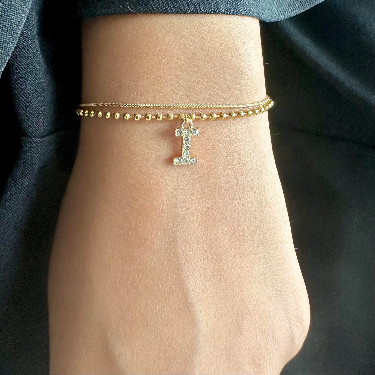 Double Layered Initial Bracelet