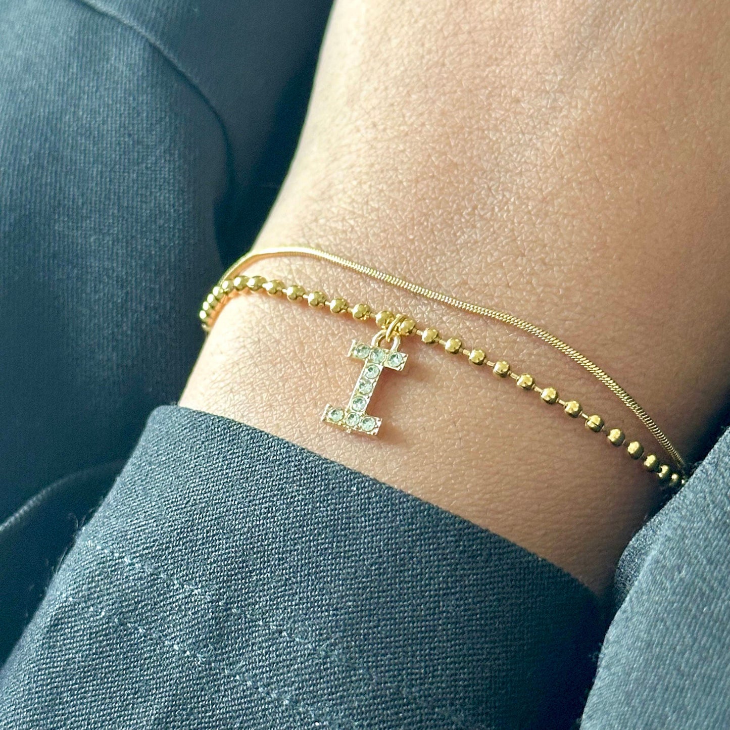 Double Layered Initial Bracelet